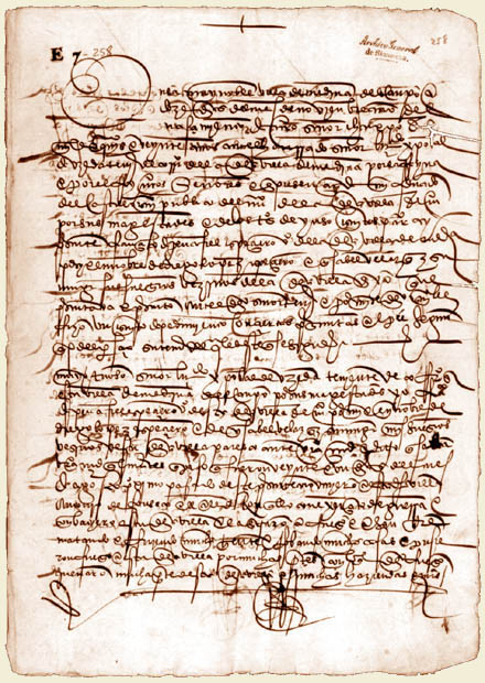 Testimonios de los daños causados en el incendio de Medina del Campo.1520. Archivo General de Simancas. AGS. E., leg. 7, f. 258. [Dimensiones: 2 h. fol.]